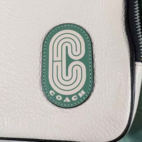 COACH Washed Green Court Tote In Colorblock C3656 Signature Nylon HTF Rare - Picture 12 of 16